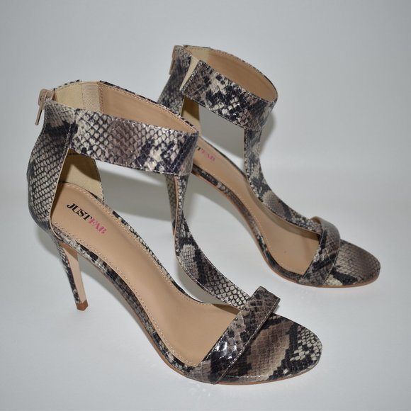 Just Fab Women's New Bridgette Snake Skin Open Toe - Picture 1 of 12